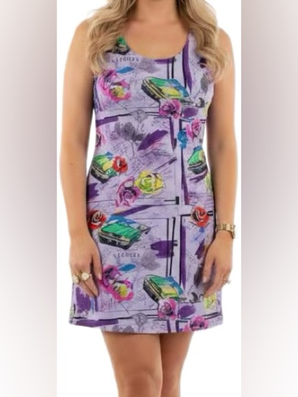 Jams World Vintage Purple Tank Mini dress Mustang Rose